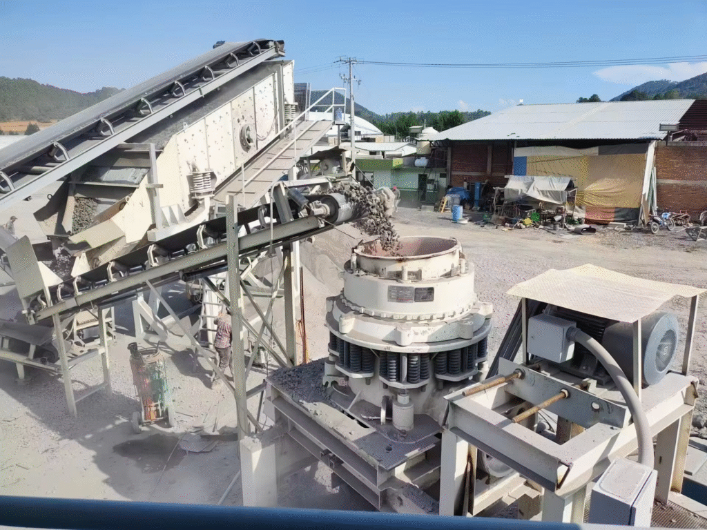 Cone crusher plant for sand gravel crushing plant from granite, basalt, river stone, white fused alumina