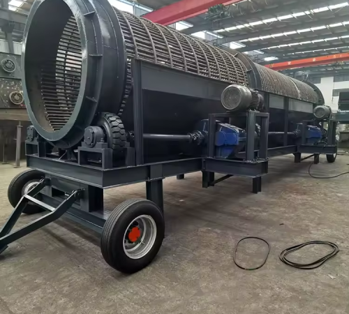 High capacity portable soil stone separator for raw material treatment