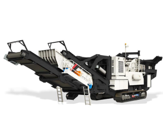 Track mounted mobile crushing plant for efficient on-site stone crushing operations.